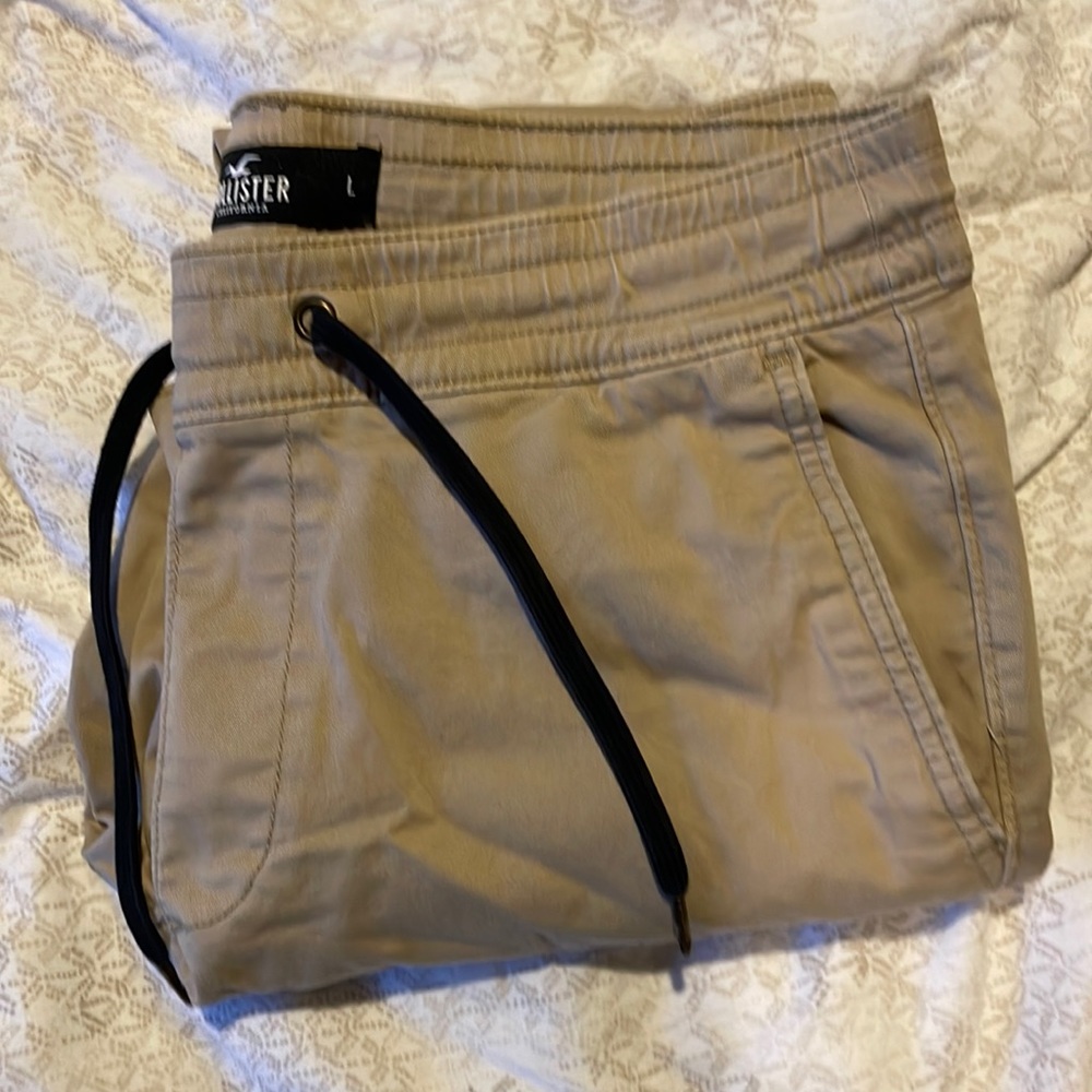 Mens hollister skinny joggers, size L, color khaki